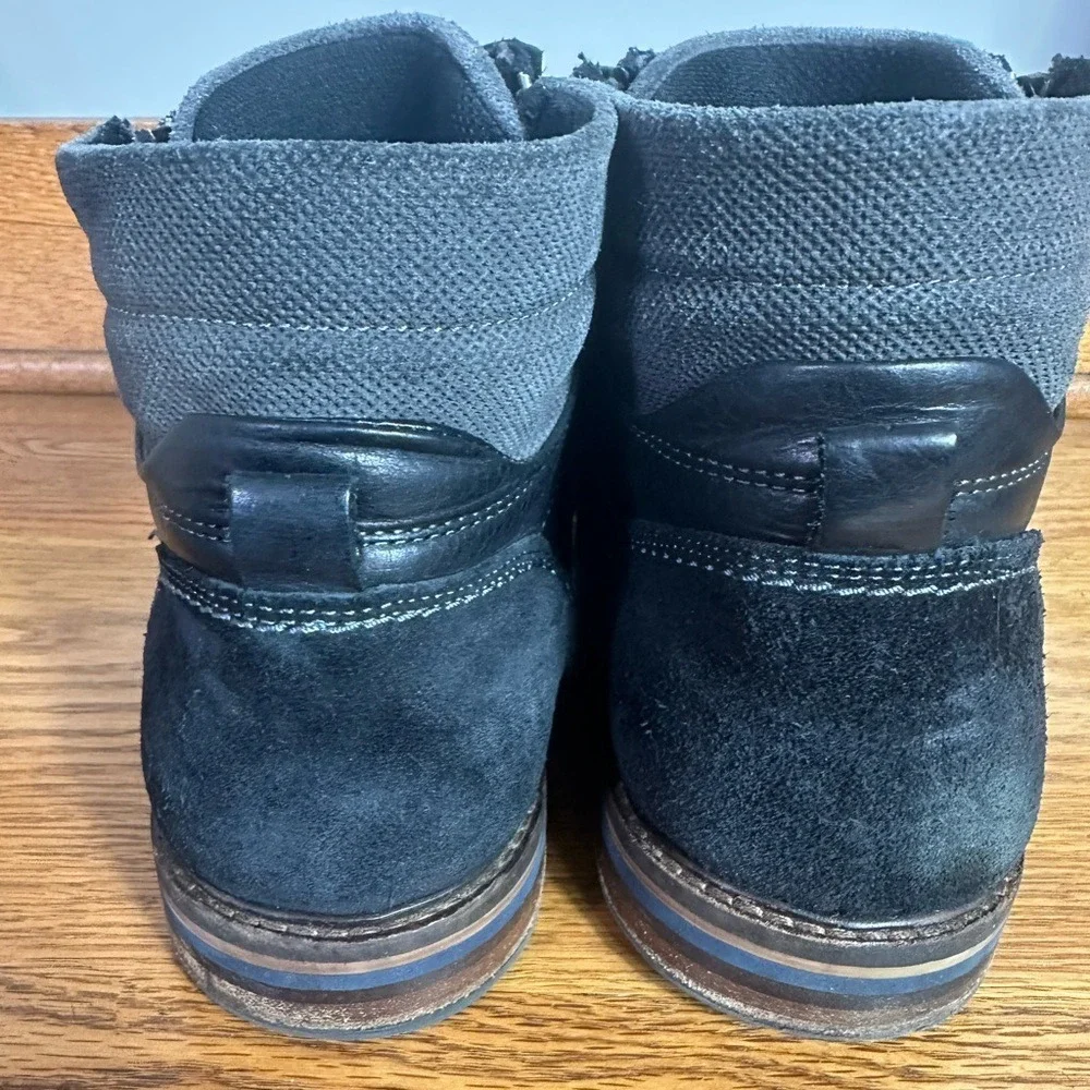 ALDO Leather Chukka Boot Mens Size 8 Black Lace Up Side Zip Combat Grunge